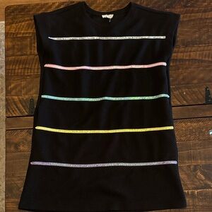 Entro Black Mini Dress with Multicolor Stripes